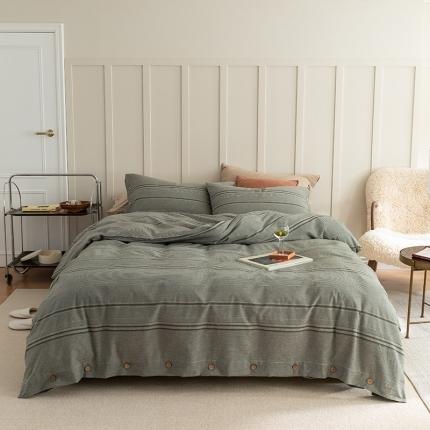 91家纺网 家纺一手货源 找家纺 （总）华超针织 2021新款纽扣提花水洗棉四件套