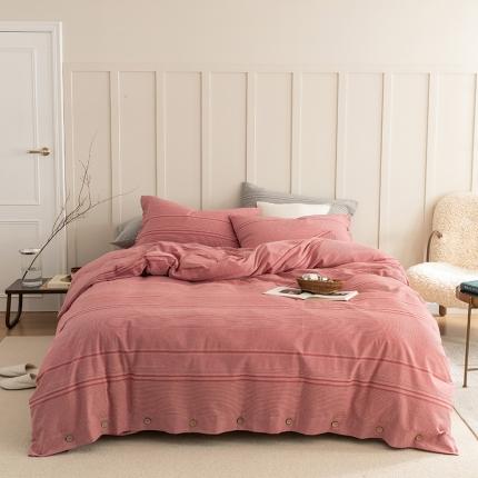 91家纺网 家纺一手货源 找家纺 （总）华超针织 2021新款纽扣提花水洗棉四件套