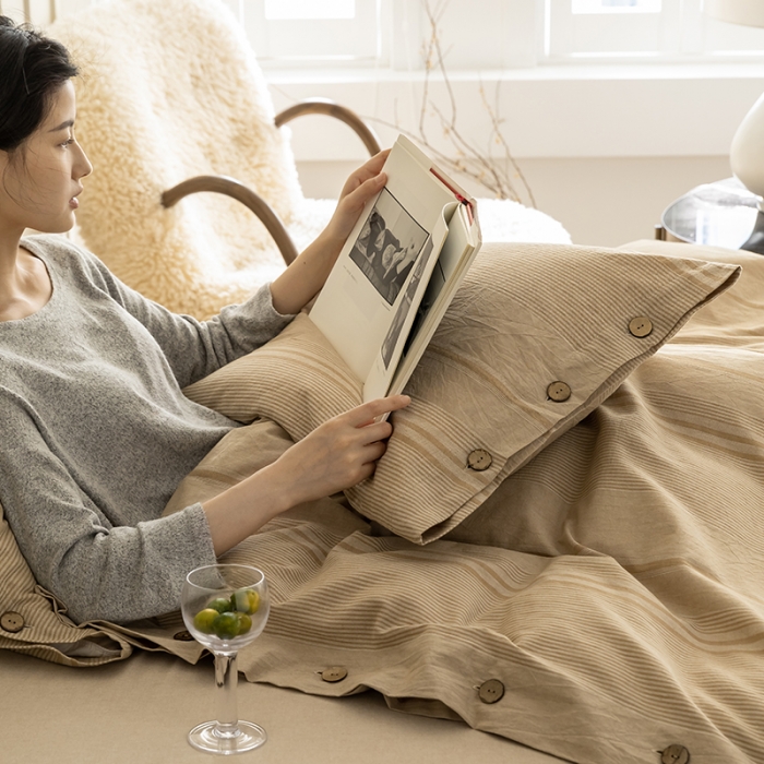 91家纺网 家纺一手货源 找家纺 华超针织 2021新款纽扣提花水洗棉四件套 卡其