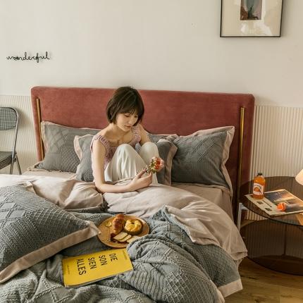 91家纺网 家纺一手货源 找家纺 馨蕊2021秋冬新品轻奢煦暖绒 唯爱系列模特图 唯爱-高级灰