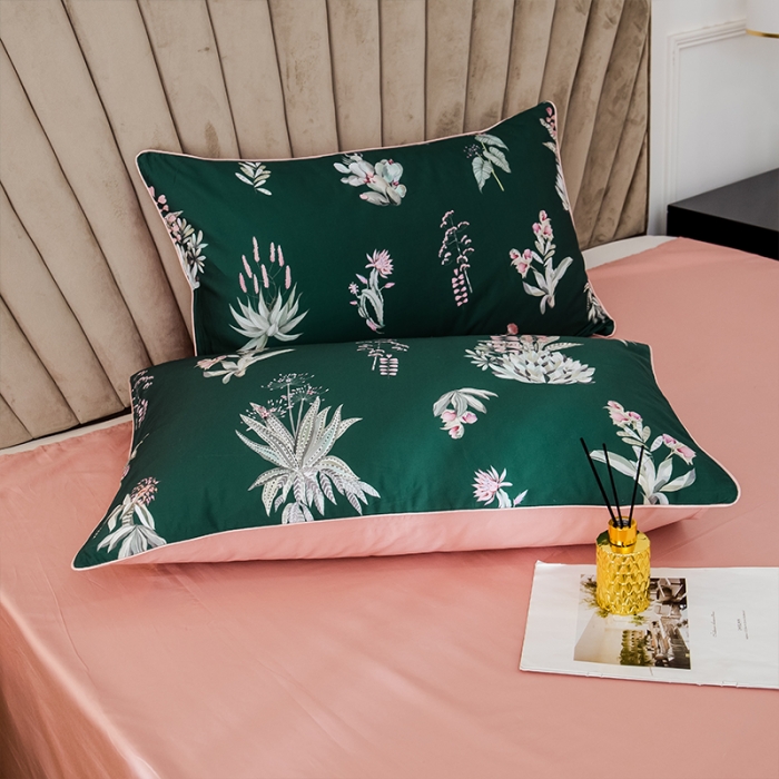 91家纺网 家纺一手货源 找家纺 朵希曼2023新款60S数码长绒棉套件 晨幕间-绿