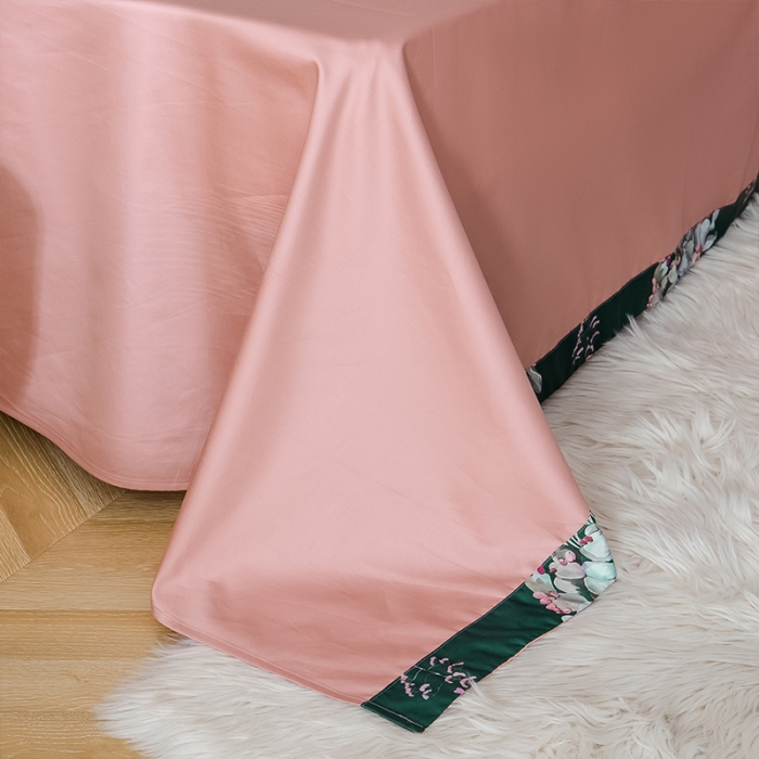 91家纺网 家纺一手货源 找家纺 朵希曼2023新款60S数码长绒棉套件 晨幕间-绿