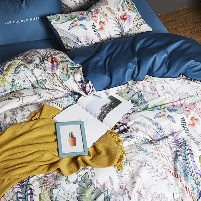 91家纺网 家纺一手货源 找家纺 朵希曼2023新款60S数码长绒棉套件 花颜岁月