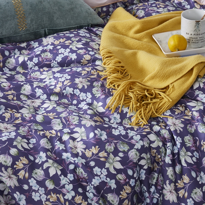 91家纺网 家纺一手货源 找家纺 朵希曼2023新款60S数码长绒棉套件 花意