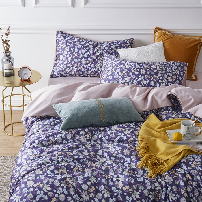 91家纺网 家纺一手货源 找家纺 朵希曼2023新款60S数码长绒棉套件 花意