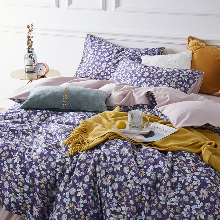 91家纺网 家纺一手货源 找家纺 朵希曼2023新款60S数码长绒棉套件 花意