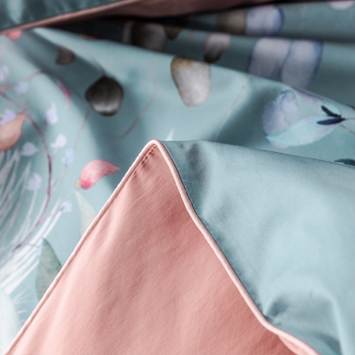 91家纺网 家纺一手货源 找家纺 朵希曼2023新款60S数码长绒棉套件 恋暮阳光-蓝