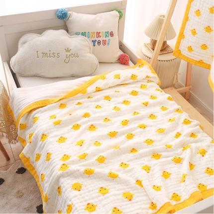 91家纺网 家纺一手货源 找家纺 朴尔 2021年婴幼儿泡泡纱全棉六层纱布盖毯浴巾 小黄萌鸡