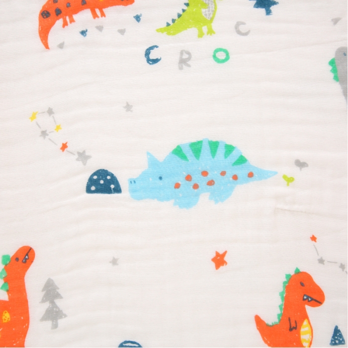 91家纺网 家纺一手货源 找家纺 朴尔 2021年婴幼儿泡泡纱全棉六层纱布盖毯浴巾 恐龙世界