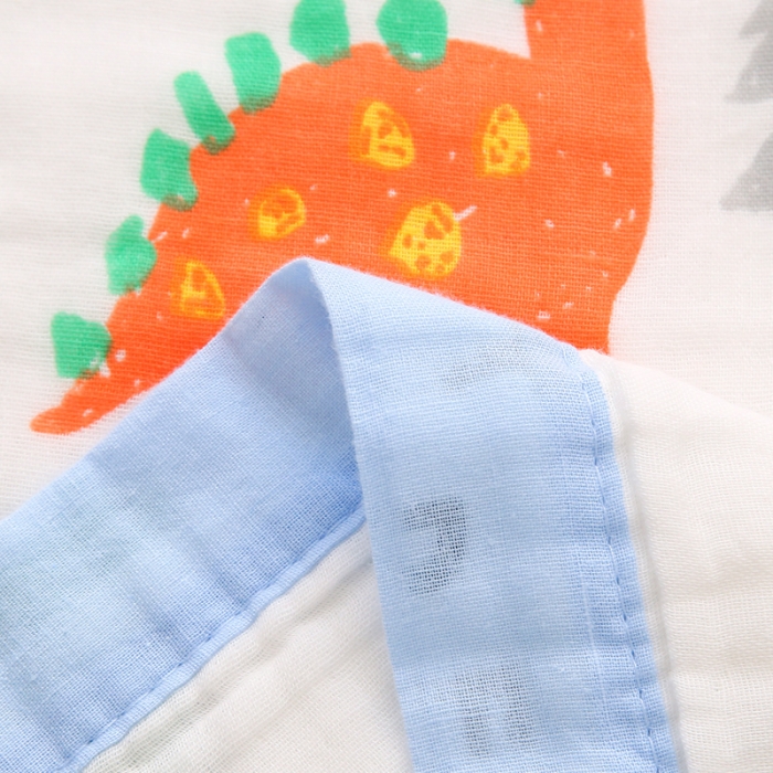 91家纺网 家纺一手货源 找家纺 朴尔 2021年婴幼儿泡泡纱全棉六层纱布盖毯浴巾 恐龙世界