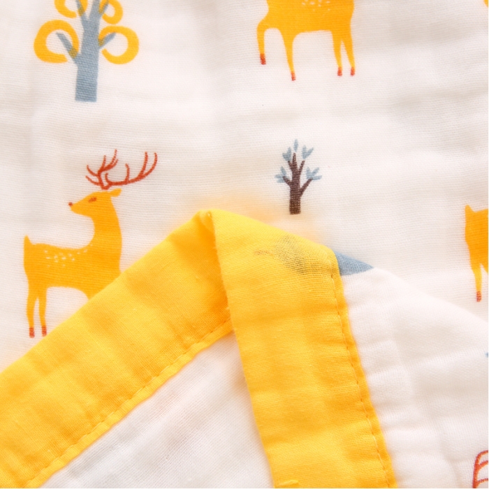 91家纺网 家纺一手货源 找家纺 朴尔 2021年婴幼儿泡泡纱全棉六层纱布盖毯浴巾 梅花鹿