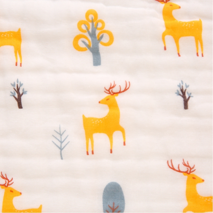 91家纺网 家纺一手货源 找家纺 朴尔 2021年婴幼儿泡泡纱全棉六层纱布盖毯浴巾 梅花鹿