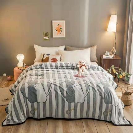 91家纺网 家纺一手货源 找家纺 好艺佳新款240克雪花绒毯法莱绒毯床单加厚毛毯幸福狸猫