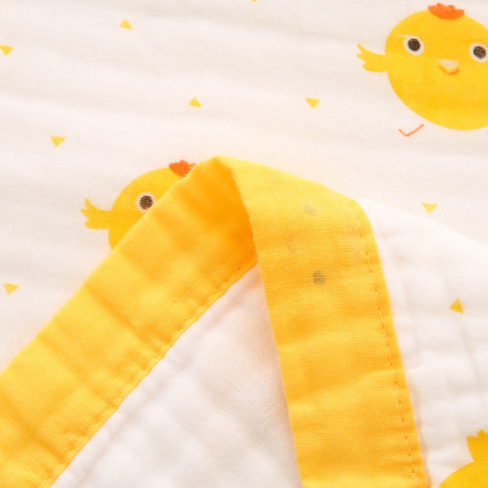 91家纺网 家纺一手货源 找家纺 朴尔 2021年婴幼儿泡泡纱全棉六层纱布盖毯浴巾 小黄萌鸡