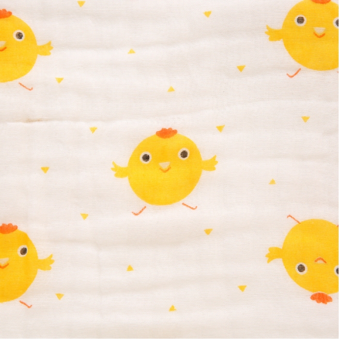91家纺网 家纺一手货源 找家纺 朴尔 2021年婴幼儿泡泡纱全棉六层纱布盖毯浴巾 小黄萌鸡