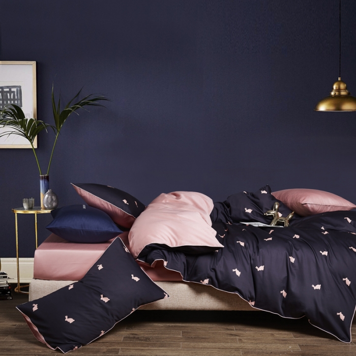 91家纺网 家纺一手货源 找家纺 朵希曼2023新款60S数码长绒棉套件 浅夏淡忆