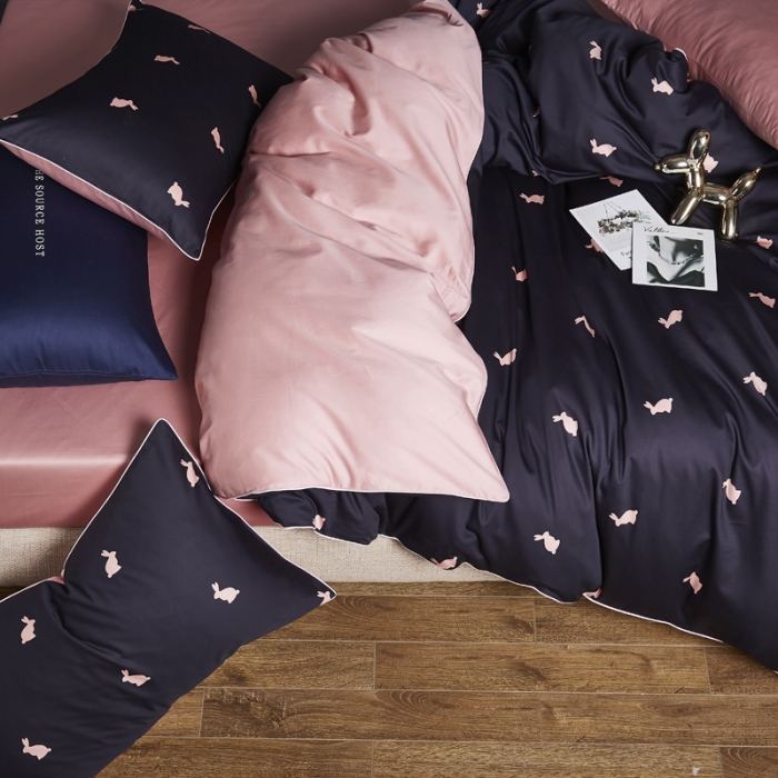 91家纺网 家纺一手货源 找家纺 朵希曼2023新款60S数码长绒棉套件 浅夏淡忆