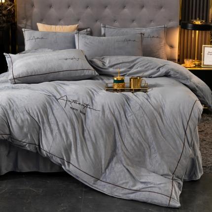 91家纺网 家纺一手货源 找家纺 （总）仟网汇 2021新款水晶绒绣花四件套