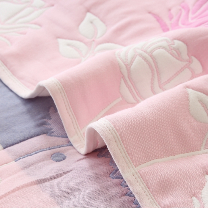 91家纺网 家纺一手货源 找家纺 朴尔 2020年新款全棉十层纱布加厚儿童盖被毛巾被 溜冰鼠粉