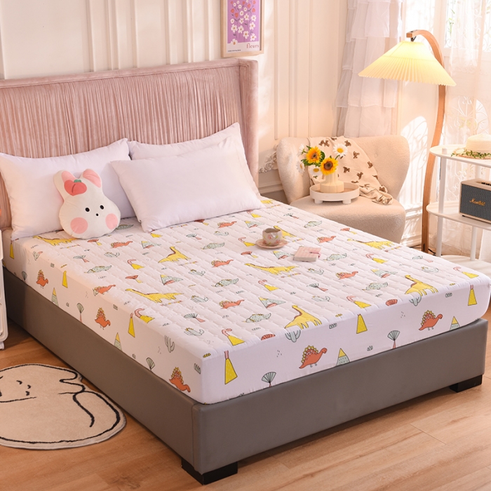 91家纺网 家纺一手货源 找家纺 甜之梦家纺 2025新款全棉夹棉防滑抗菌床笠侏罗纪