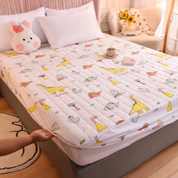 91家纺网 家纺一手货源 找家纺 甜之梦家纺 2025新款全棉夹棉防滑抗菌床笠侏罗纪