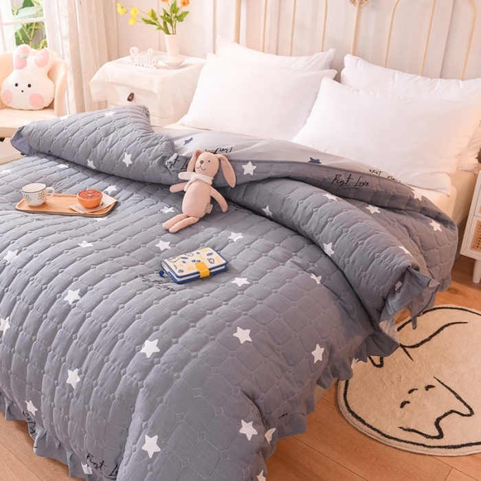 91家纺网 家纺一手货源 找家纺 甜之梦 2025新款全棉印花夹棉抗菌被套 纯色星空