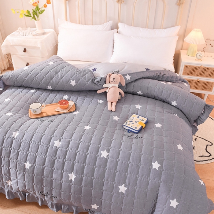 91家纺网 家纺一手货源 找家纺 甜之梦 2025新款全棉印花夹棉抗菌被套 纯色星空