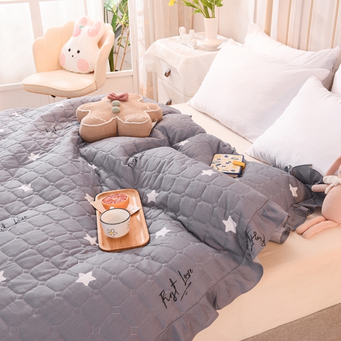 91家纺网 家纺一手货源 找家纺 甜之梦 2025新款全棉印花夹棉抗菌被套 纯色星空