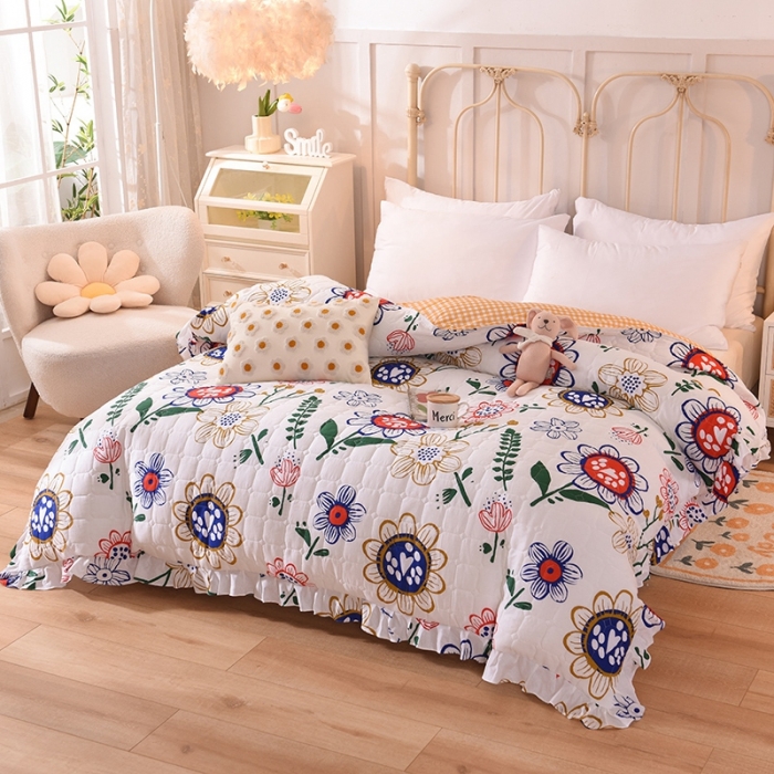 91家纺网 家纺一手货源 找家纺 甜之梦 2025新款全棉印花夹棉抗菌被套 蝶恋花