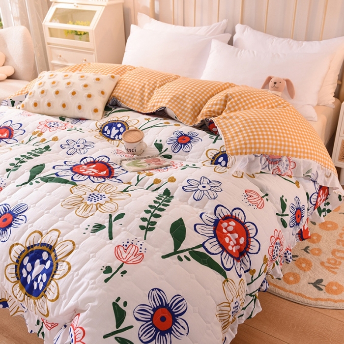 91家纺网 家纺一手货源 找家纺 甜之梦 2025新款全棉印花夹棉抗菌被套 蝶恋花