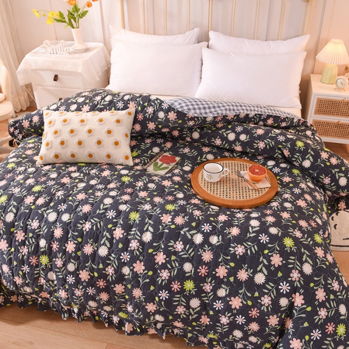 91家纺网 家纺一手货源 找家纺 甜之梦 2025新款全棉印花夹棉抗菌被套 沁园春