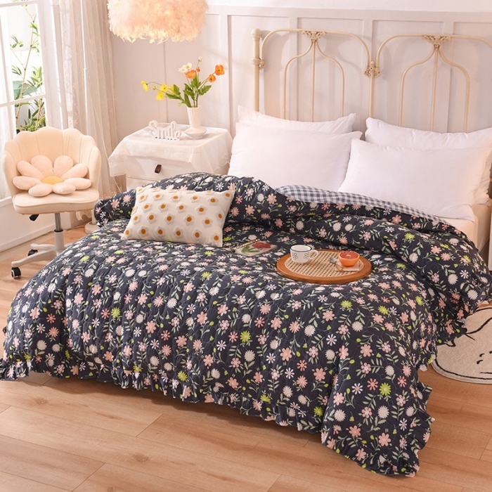 91家纺网 家纺一手货源 找家纺 甜之梦 2025新款全棉印花夹棉抗菌被套 沁园春