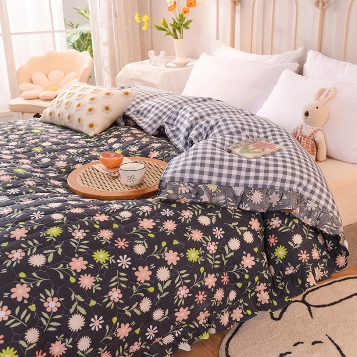 91家纺网 家纺一手货源 找家纺 甜之梦 2025新款全棉印花夹棉抗菌被套 沁园春