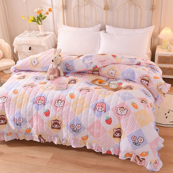 91家纺网 家纺一手货源 找家纺 甜之梦 2025新款全棉印花夹棉抗菌被套 诗雨恋人