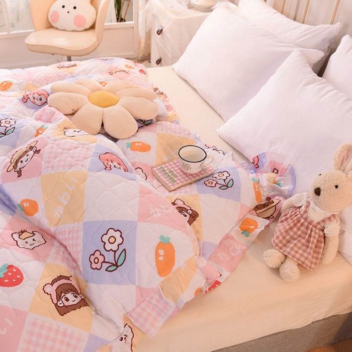 91家纺网 家纺一手货源 找家纺 甜之梦 2025新款全棉印花夹棉抗菌被套 诗雨恋人