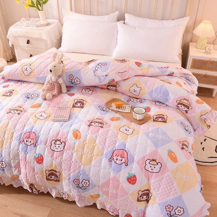 91家纺网 家纺一手货源 找家纺 甜之梦 2025新款全棉印花夹棉抗菌被套 诗雨恋人