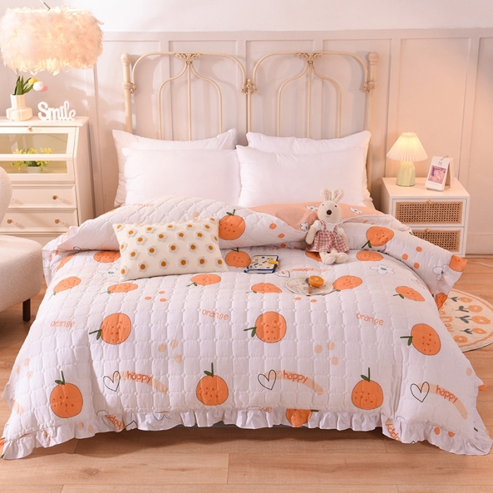 91家纺网 家纺一手货源 找家纺 甜之梦 2025新款全棉印花夹棉抗菌被套 心想事橙