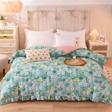 甜之梦 2025新款全棉印花夹棉抗菌被套 雨霖铃绿