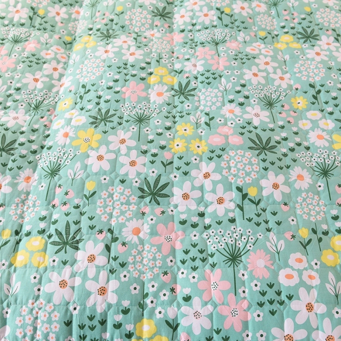 91家纺网 家纺一手货源 找家纺 甜之梦 2025新款全棉印花夹棉抗菌被套 雨霖铃绿