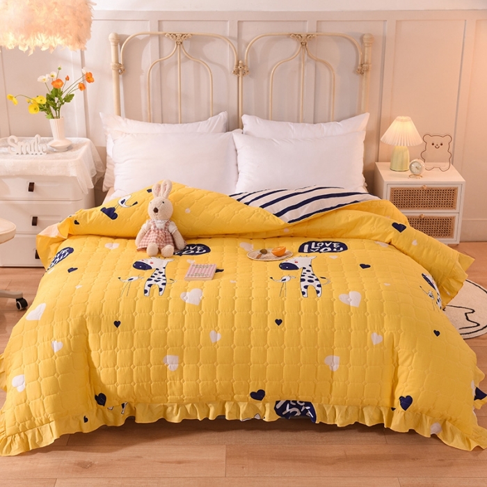 91家纺网 家纺一手货源 找家纺 甜之梦 2025新款全棉印花夹棉抗菌被套 长颈鹿多多