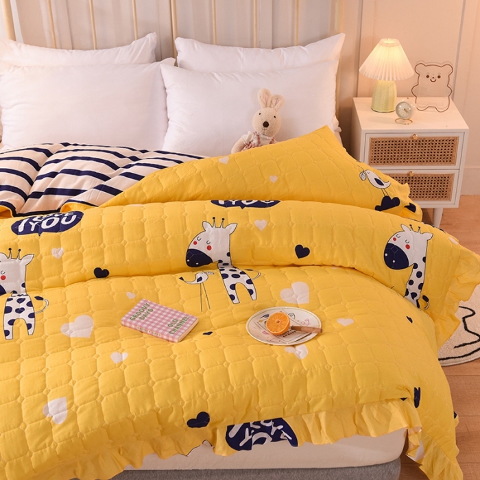 91家纺网 家纺一手货源 找家纺 甜之梦 2025新款全棉印花夹棉抗菌被套 长颈鹿多多