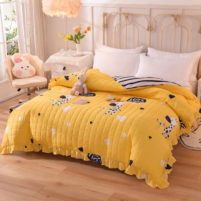 91家纺网 家纺一手货源 找家纺 甜之梦 2025新款全棉印花夹棉抗菌被套 长颈鹿多多