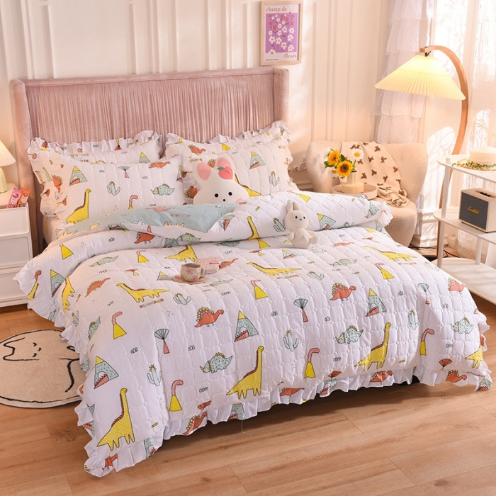 91家纺网 家纺一手货源 找家纺 甜之梦 2025新款全棉印花夹棉抗菌被套 侏罗纪