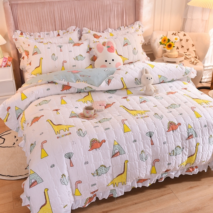 91家纺网 家纺一手货源 找家纺 甜之梦 2025新款全棉印花夹棉抗菌被套 侏罗纪