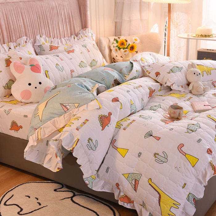 91家纺网 家纺一手货源 找家纺 甜之梦 2025新款全棉印花夹棉抗菌被套 侏罗纪