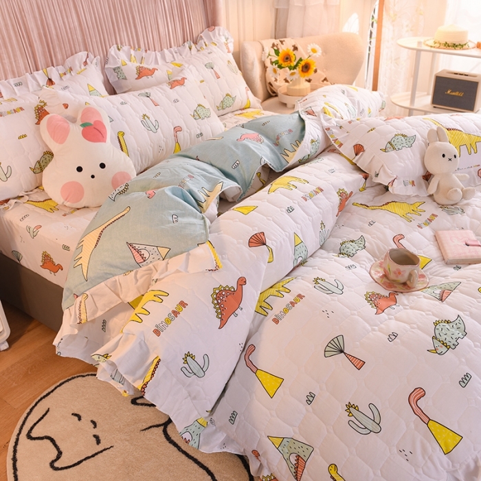 91家纺网 家纺一手货源 找家纺 甜之梦 2025新款全棉印花夹棉抗菌被套 侏罗纪