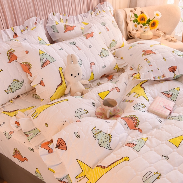 91家纺网 家纺一手货源 找家纺 甜之梦 2025新款全棉印花夹棉抗菌被套 侏罗纪