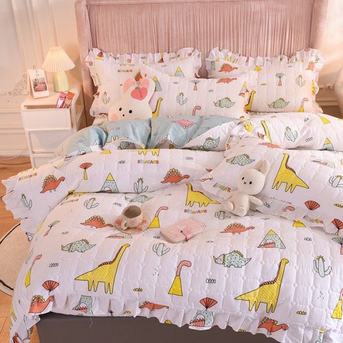 91家纺网 家纺一手货源 找家纺 甜之梦 2025新款全棉印花夹棉抗菌被套 侏罗纪