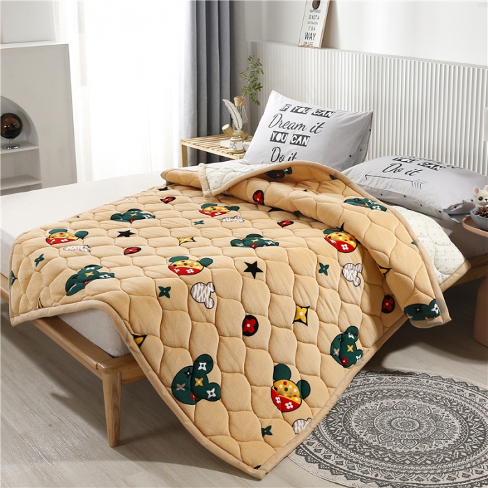 91家纺网 家纺一手货源 找家纺 东宇床垫 2022新款加厚微芙绒床垫 时尚萌奇