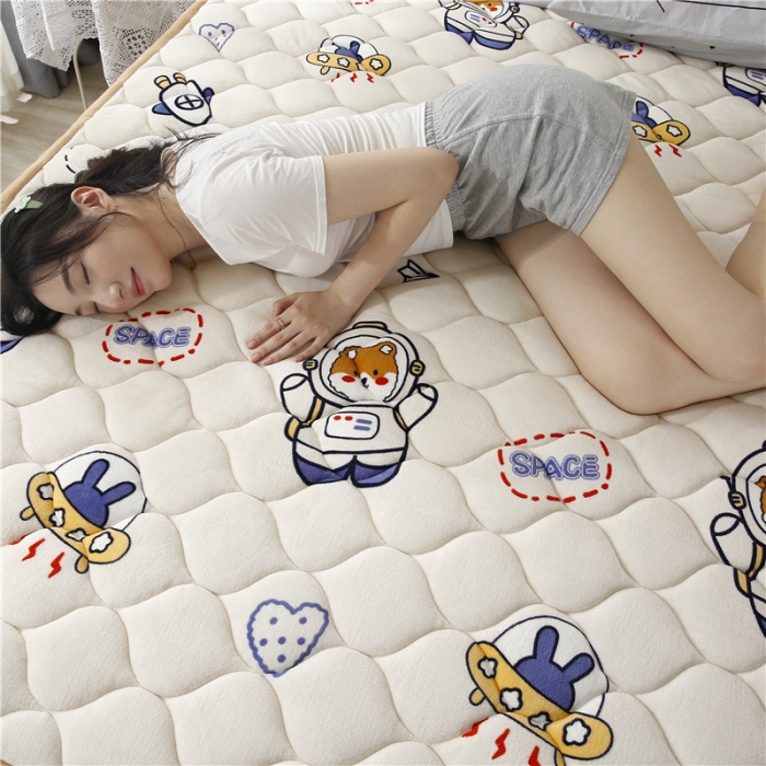 91家纺网 家纺一手货源 找家纺 东宇床垫 2022新款加厚微芙绒床垫 太空熊